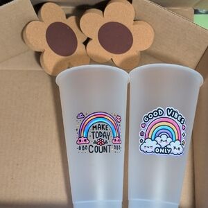 Rainbow Party Cups with Coasters